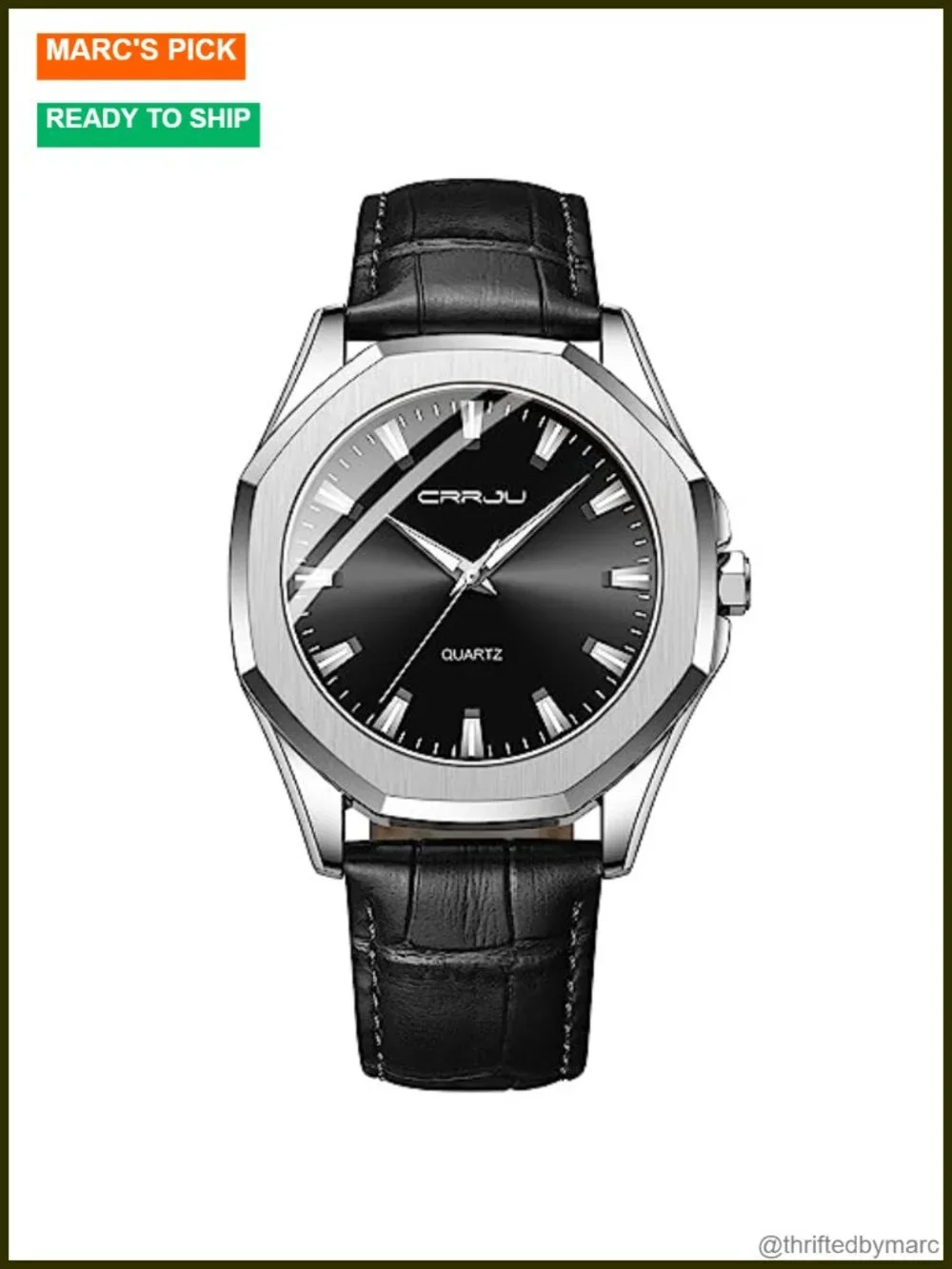 Men's Classic Business Luminous Analog Quartz Leather Watch, 5ATM Water